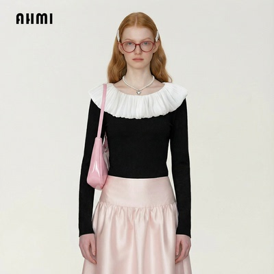 女春季新款荷叶边独特上衣