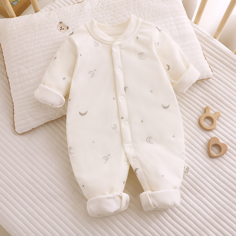 新生婴儿夹棉连体衣秋冬季40g薄棉婴儿棉衣棉服男女宝宝哈衣爬服