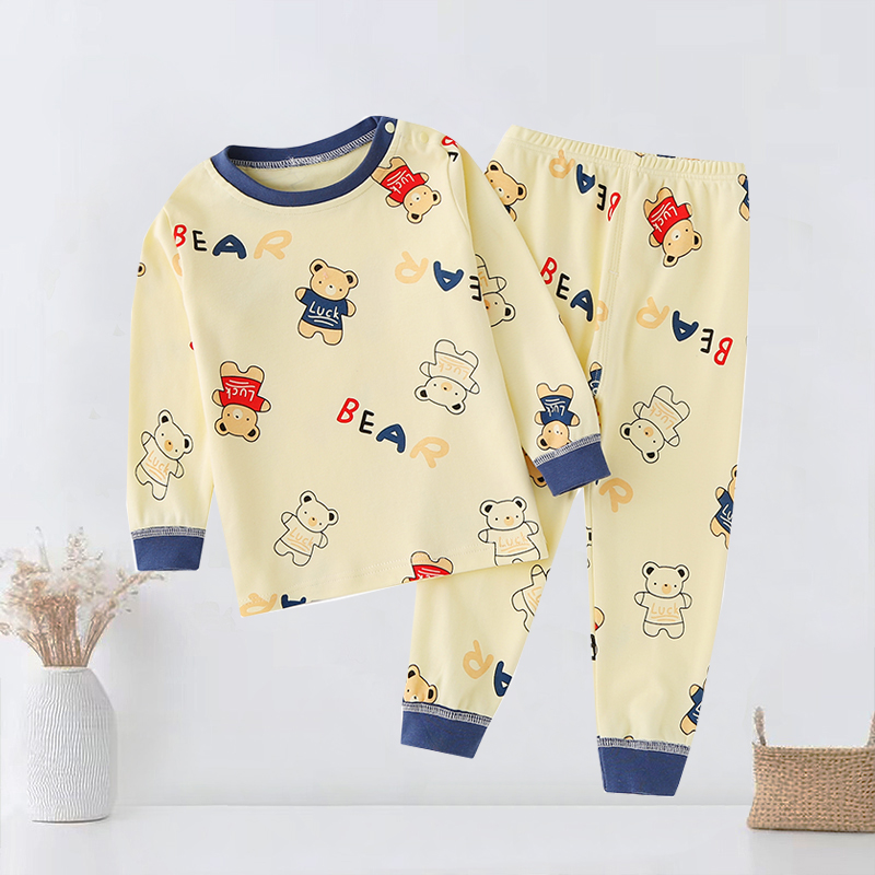 春秋季儿童新款长袖套装男女宝宝纯棉打底内衣家居服幼童睡衣衣服