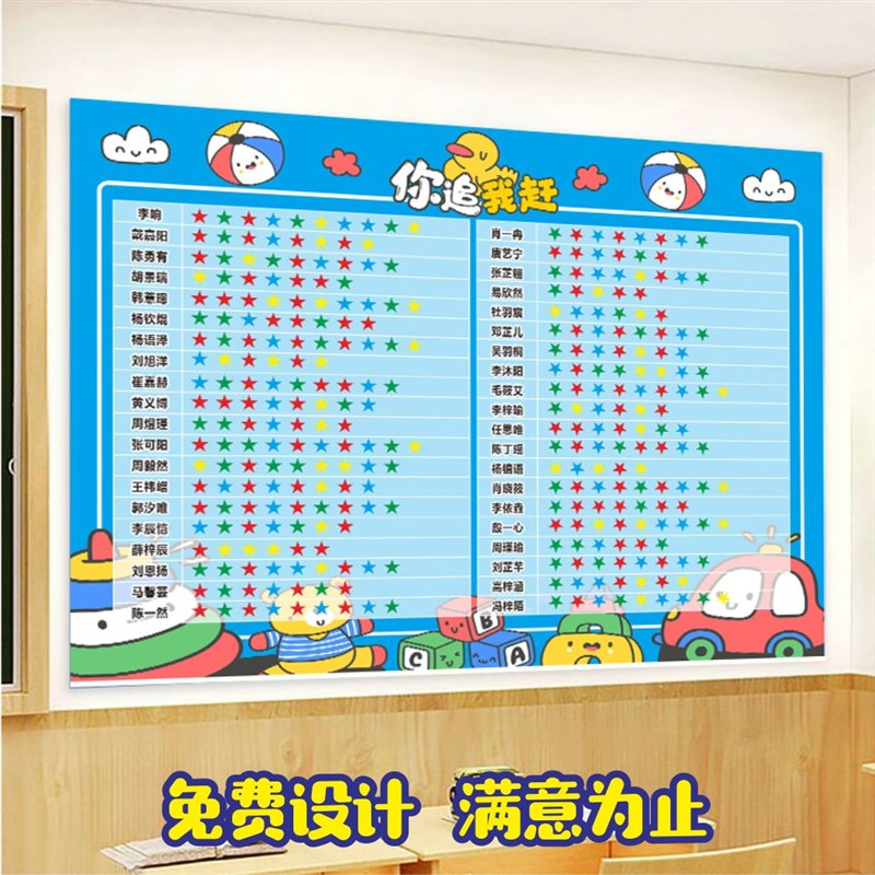 班级评比栏墙贴幼儿园你追我赶积分表小学红花奖励榜贴纸教室布置