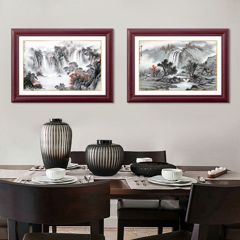 中式电表箱装饰画国画有框实木二联推拉配电箱电闸箱画液压免打孔,家居饰品,现代装饰画,淘宝优惠券,粉丝福利购,淘宝优惠卷