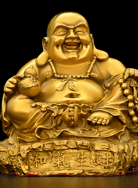 铜弥勒佛佛像摆件纯铜弥勒菩萨神像笑佛大肚佛未来佛家居店铺供奉