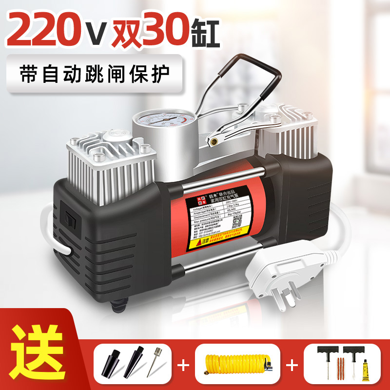 家用充气泵 220v双缸汽车轮胎电动打气筒篮球气柱袋游泳圈打气机