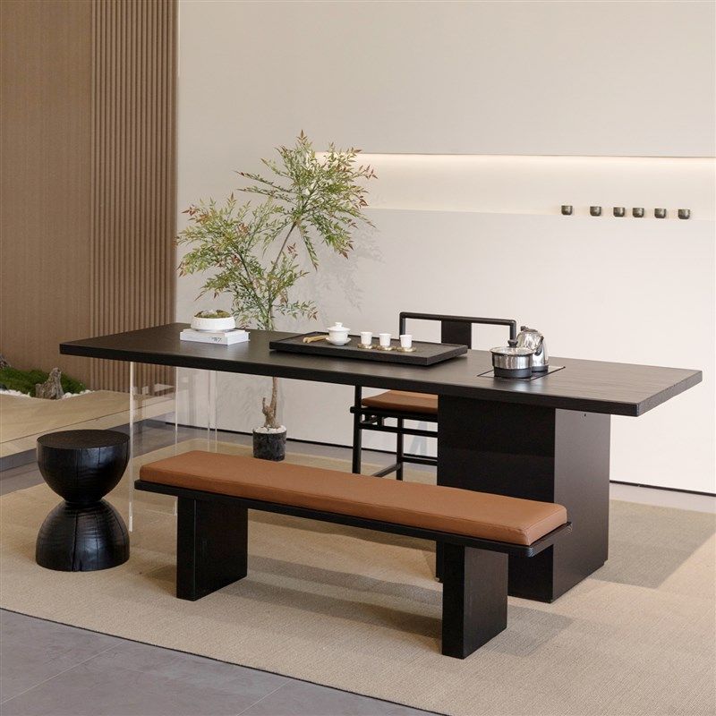 新中式实木茶桌椅组合家用小茶台黑色原木大板桌亚克力阳台小茶桌,住宅家具,家用茶台/茶桌,淘宝优惠券,粉丝福利购,淘宝优惠卷