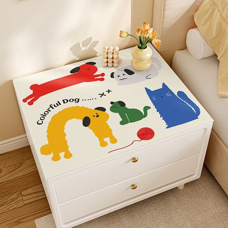 床头柜防尘盖布卡通风轻奢高级感皮革垫子防水防油防烫桌布桌面垫,居家布艺,床头柜盖布,淘宝优惠券,粉丝福利购,淘宝优惠卷