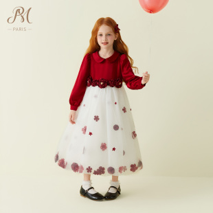 珞安同款|Petite Marguerite小雏菊童装红白玫瑰娃娃领手工连衣裙
