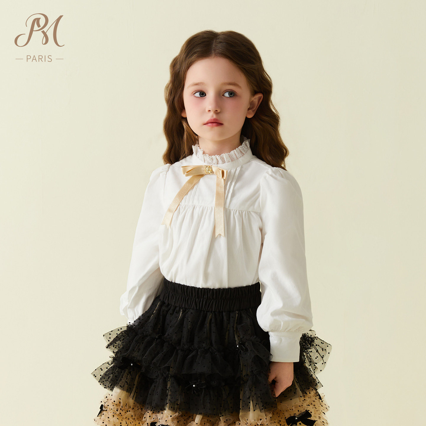 Petite Marguerite小雏菊童装复古法式长袖经典塔克