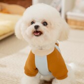 宠物衣服猫咪狗秋冬撞色贴布可牵引两脚卫衣卡通面包立体可爱上衣