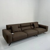 高靠背豆腐块极简现代直排三人位四座可定制长度大户型时增皮沙发