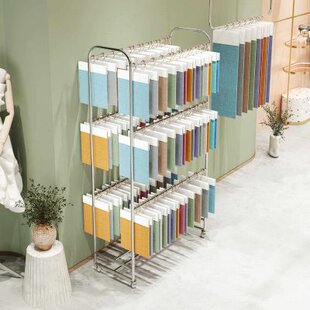 可移动不锈钢布料样品收纳架面料样板多层挂架样布展示架吊卡架子