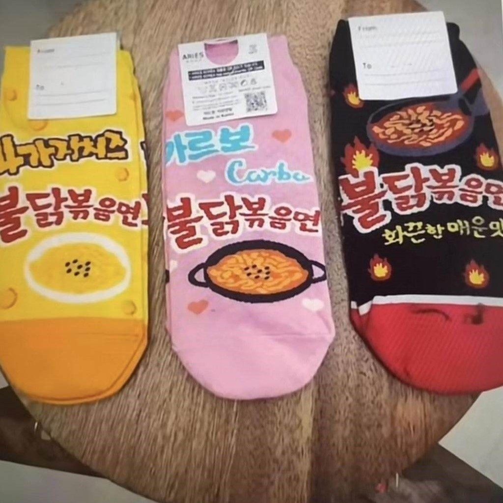 新款韩国火鸡面图案袜印花学院风袜子情侣趣味袜休闲运动袜周边