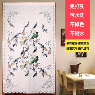 家用开运风水门帘卫生间厕所布艺隔断帘子家用卧室装 送杆中式 饰帘