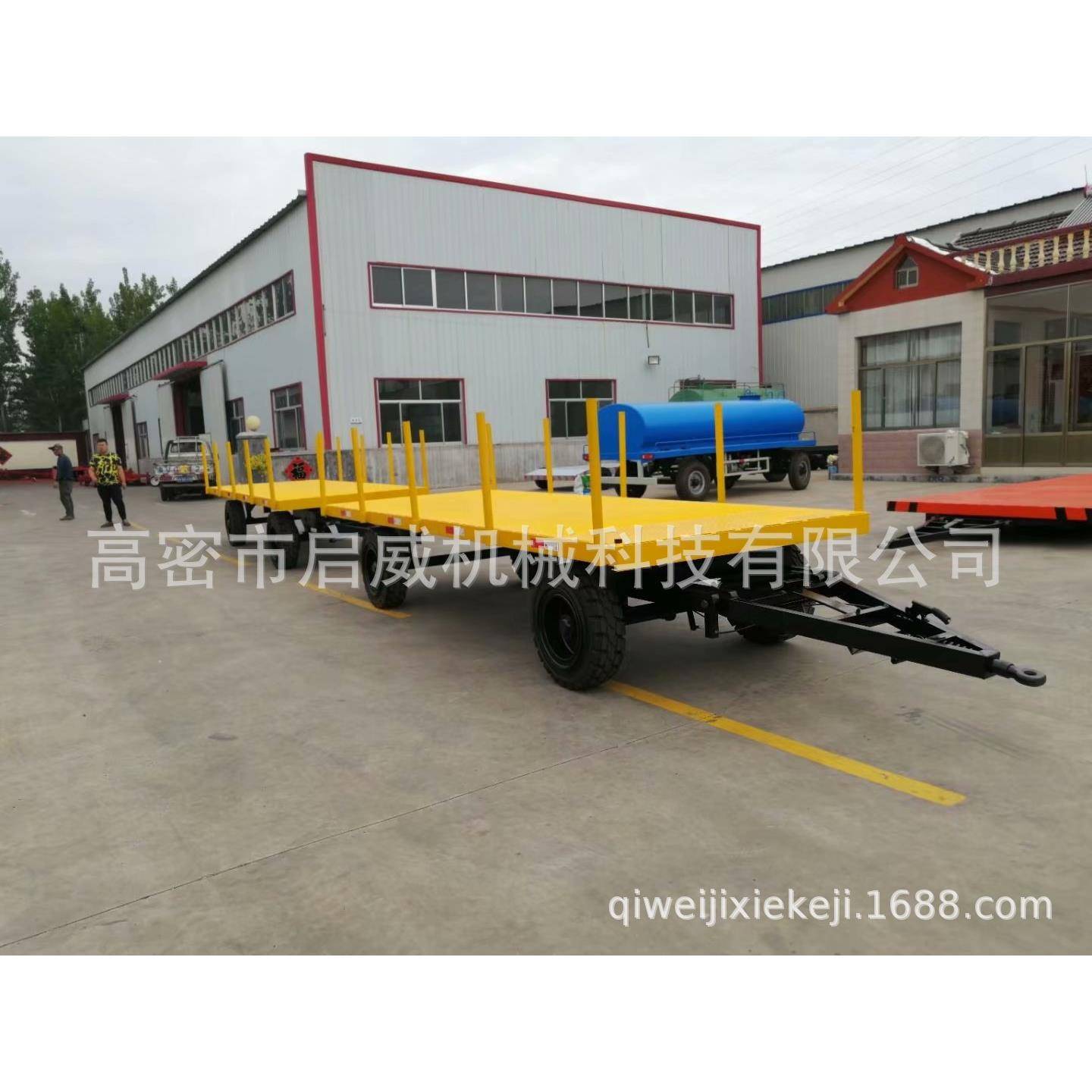 串联式围栏拖车实心胎牵引拖车配件叉车牵引平板拖车厂家