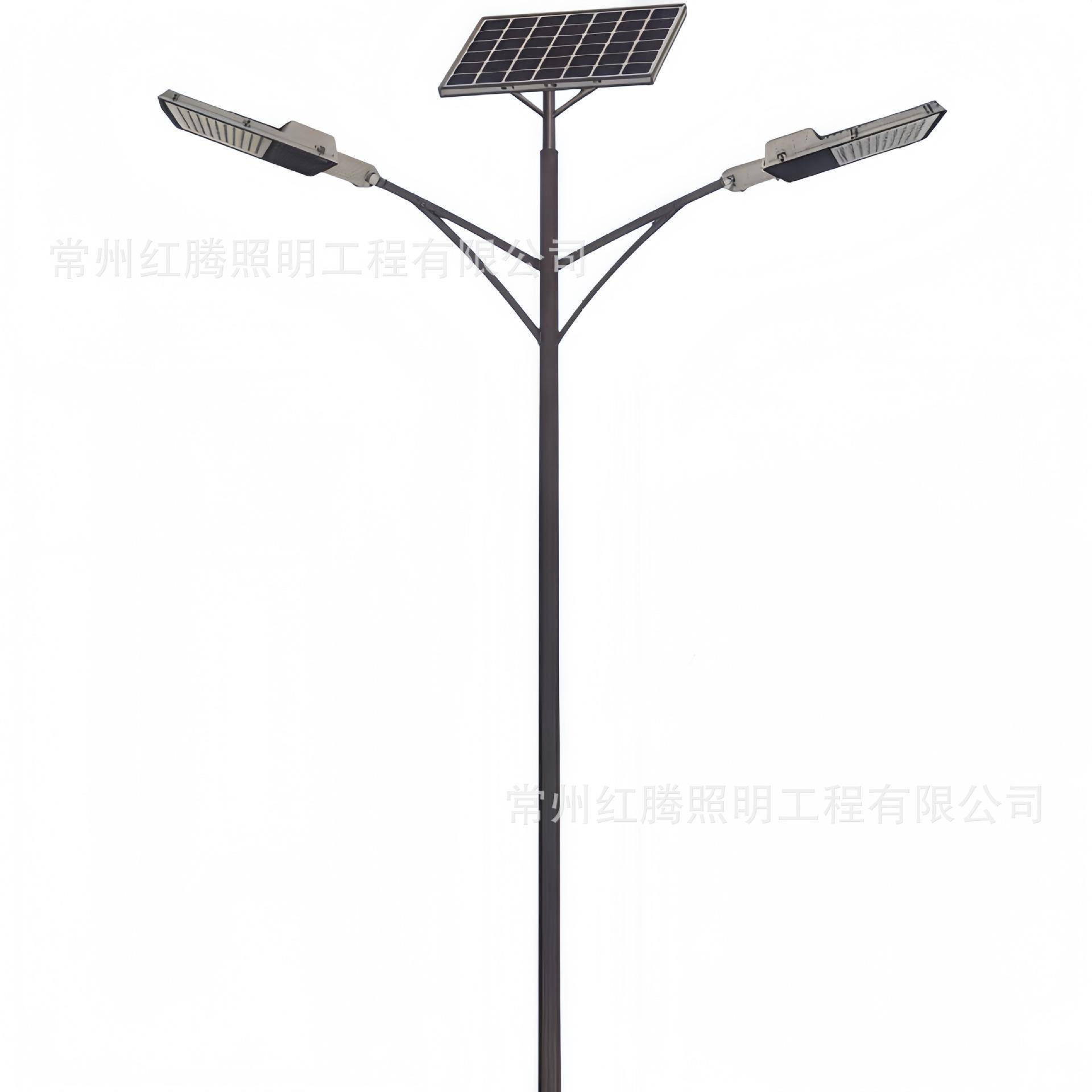 8米单臂双头路灯6米80w户外路灯杆双板照明灯工程款