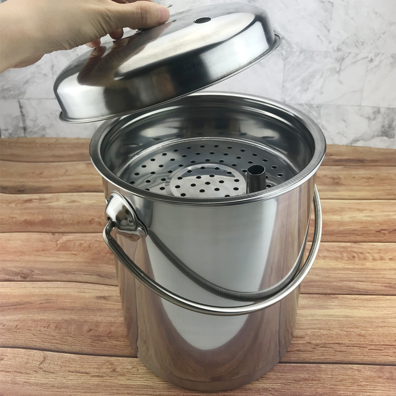不锈钢茶水桶带盖茶渣桶大号茶具家用接水桶过滤废水桶小号垃圾桶
