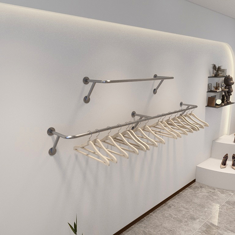 不锈钢拉丝墙上壁挂服装展示架服装店专用陈列架上墙架