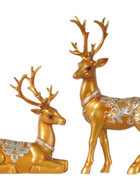 创意招财梅花鹿摆件简约欧式家居客厅电视柜玄关装饰新房乔迁礼物