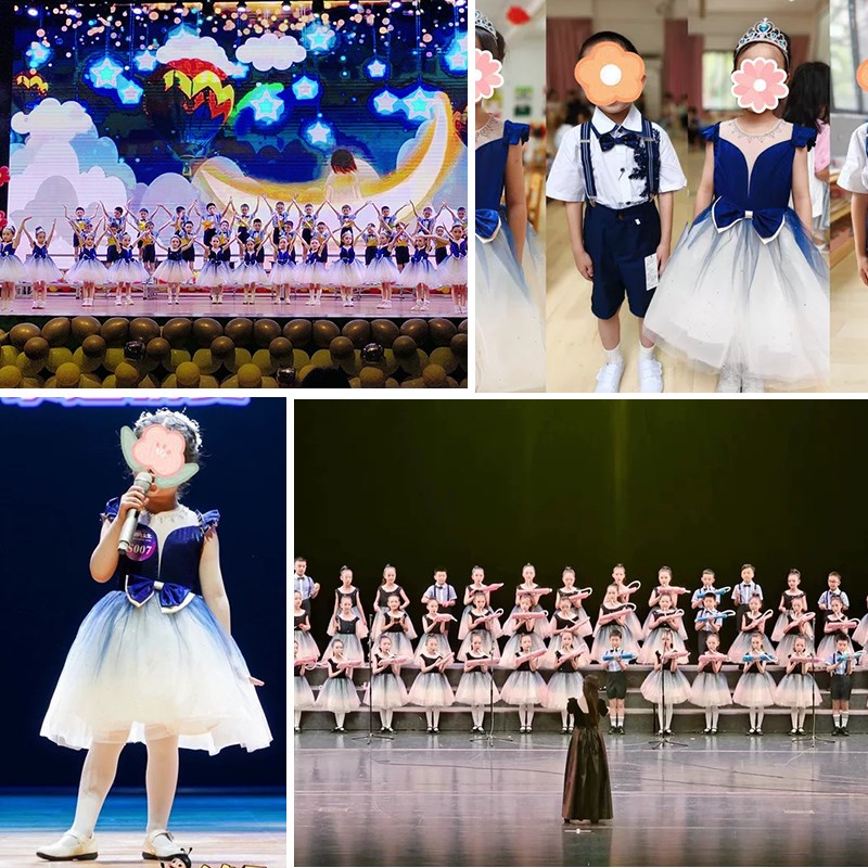 儿童大合唱演出服中小学生表演服幼儿园舞蹈服女童蓬蓬裙男童套装