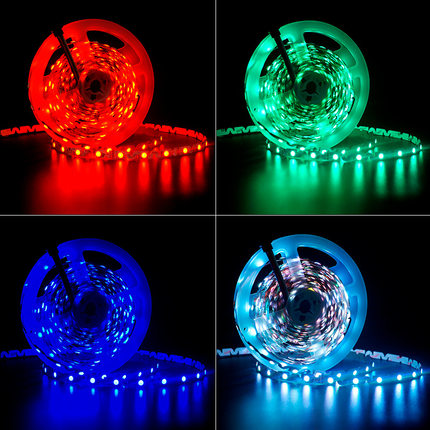 S型rgb七彩灯带12v24v5050可弯曲折叠自粘led柔性广告发光字灯条