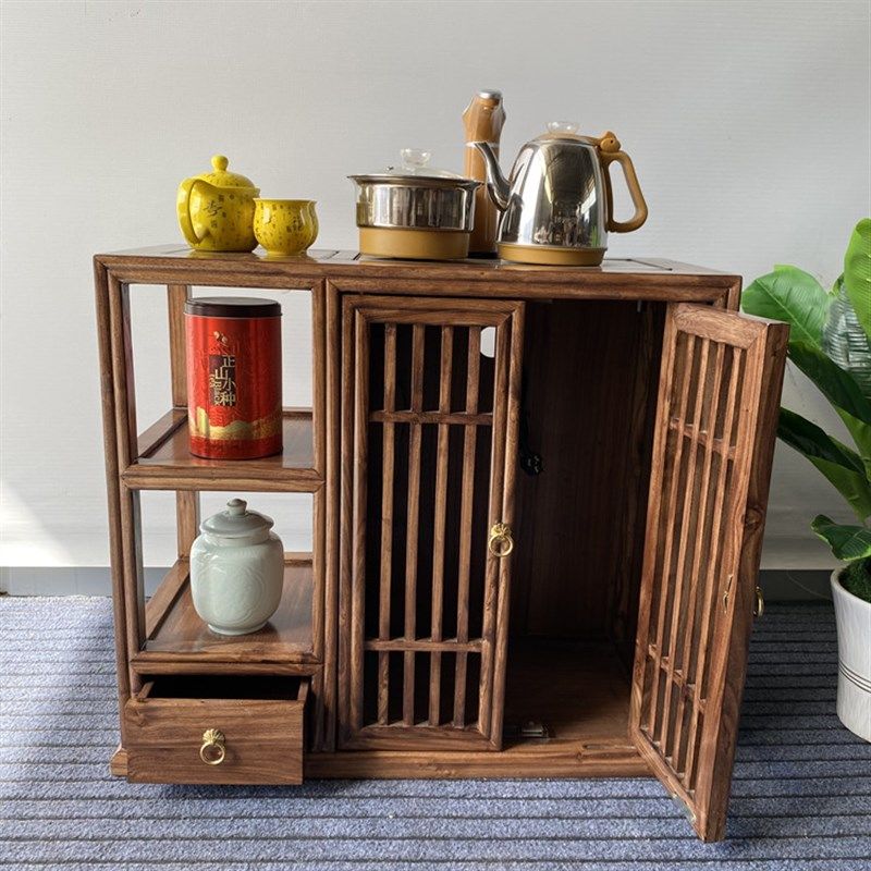 榆木实木茶水柜新中式小型烧水一体式茶桌轻奢家用办公茶几储物柜,商业/办公家具,办公茶水柜,淘宝优惠券,粉丝福利购,淘宝优惠卷