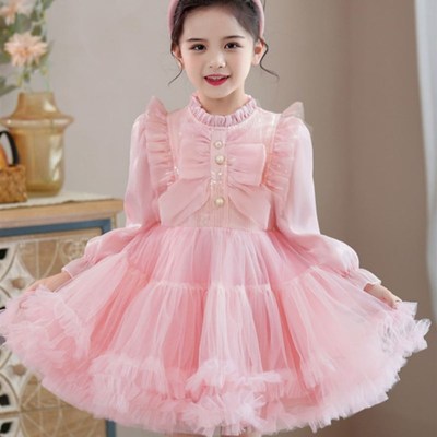 儿童裙子秋冬季2023新款女童连衣裙冬公主裙花童婚礼小女孩礼服冬