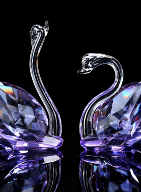 水晶天鹅创意客厅玄关摆件电视柜酒柜橱窗家居装饰品女生结婚礼物