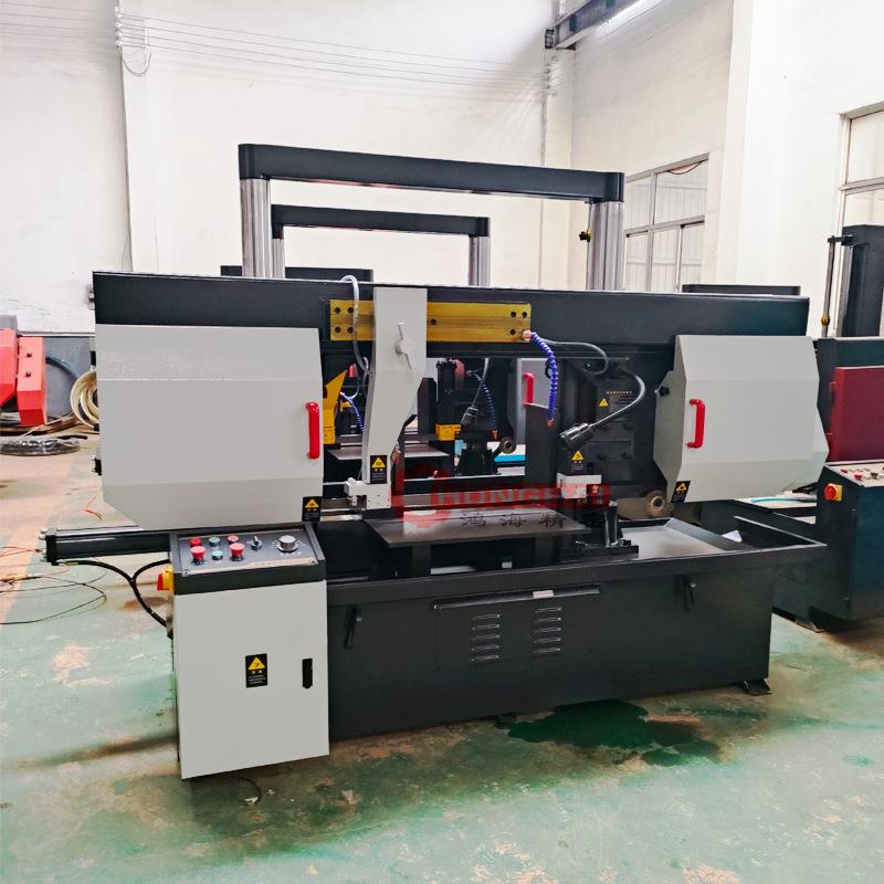 龙门半自动带锯床金属切割落地式小型双立柱4240整捆钢筋锯床