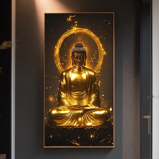 释迦牟尼佛像挂画新中式玄关画中堂风水装饰画禅意如来佛祖墙壁画
