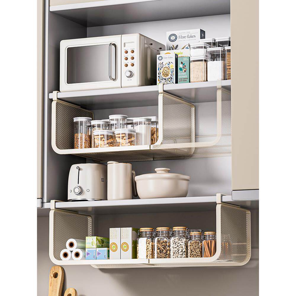 优勤厨房置物架橱柜下挂架吊柜内分层伸缩挂篮悬挂拉篮柜子收纳架