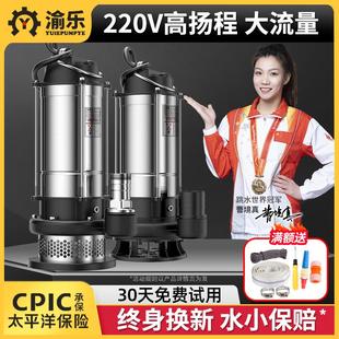 潜水泵220v小型不锈钢抽水泵家用抽清水机高扬程农用灌溉排污水泵