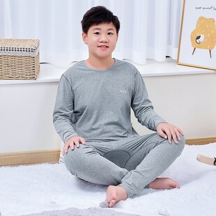 胖男式 线衣裤 大童纯棉打底秋衣秋裤 棉毛衫 高初中学生 套装 加肥大码
