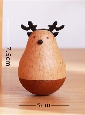 办公桌不倒翁装饰品小摆件木质工艺品少女心创意可爱毕业生日礼物