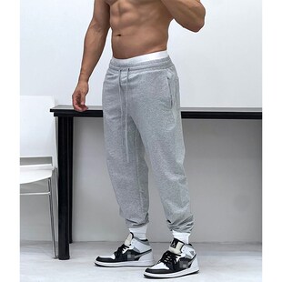 弹性超赞面料!束腿松紧修身长裤微小脚锥形收裤脚健身运动休闲潮