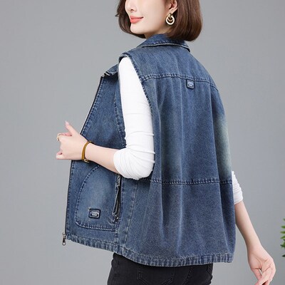 牛仔背心马甲女款春秋2024早秋新款休闲减龄叠穿上衣洋气妈妈马夹