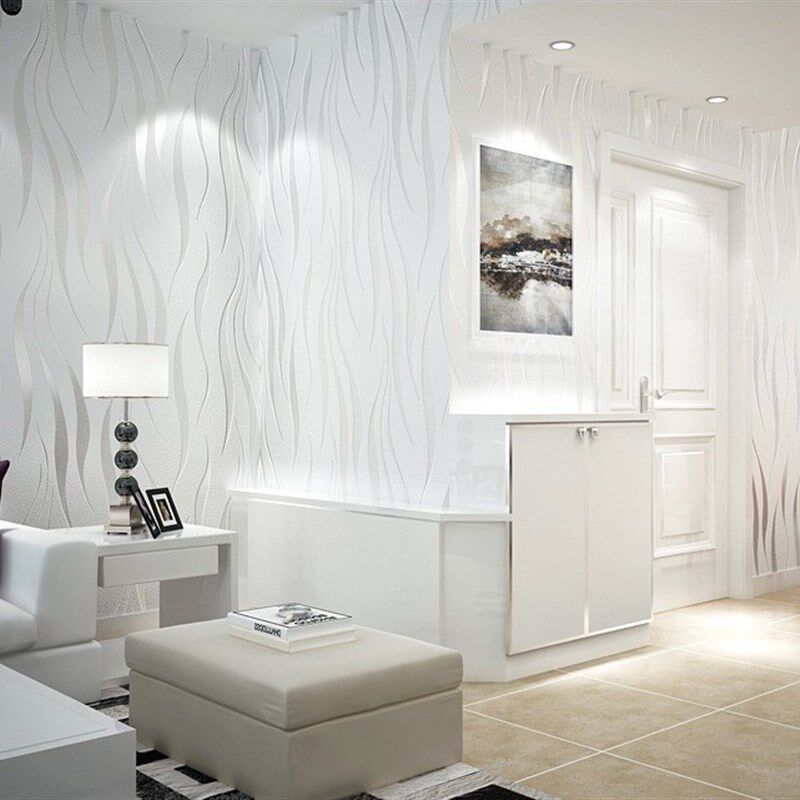 时尚简约3D波浪纹墙纸无纺布发泡壁纸卧室客厅背景墙满铺家装墙纸