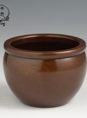 紫铜福缸米缸招聚财摆件聚宝盆文创客厅玄关办公室桌面家居装饰品