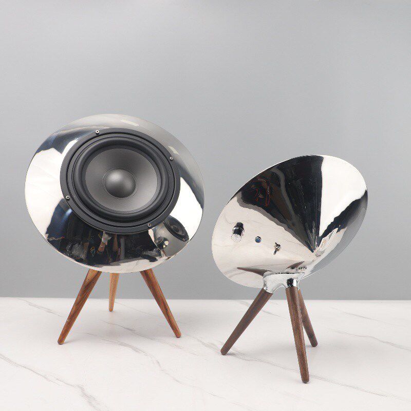 北欧创意银色金属三脚蓝牙音响低音炮摆件客厅卧室酒店家居装饰品