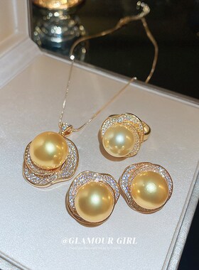 新中式中古珍珠花朵项链轻奢风气质吊坠颈链锁骨链新款项饰女