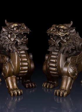 纯铜招财貔貅工艺品摆件一对铜貔貅办公室装饰品家居客厅铜制摆件