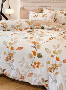 2024款小清新60支全棉四件套斜纹纯棉床单被套田园风印花床上用品