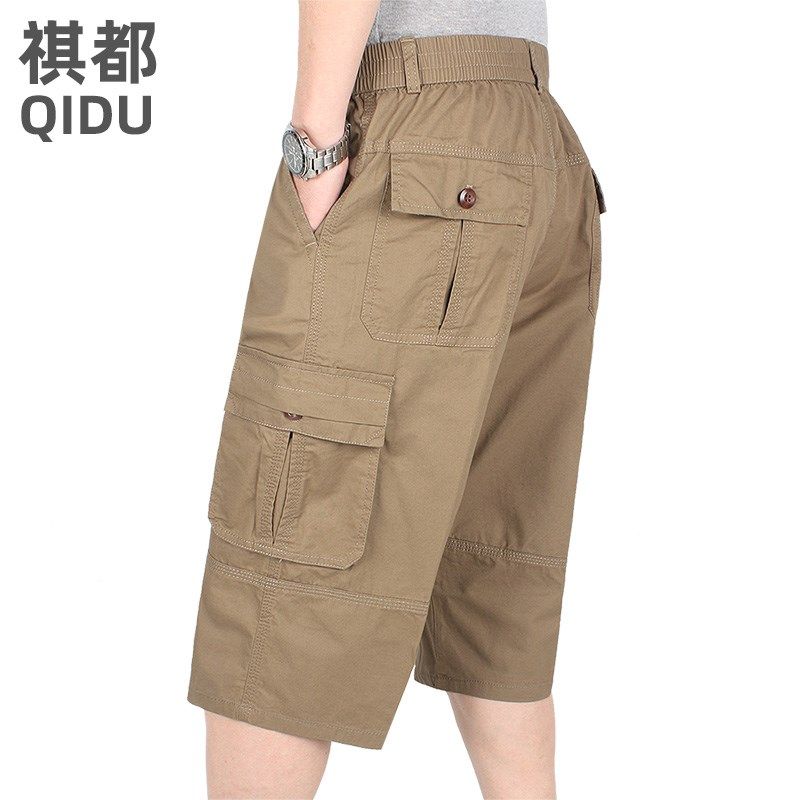 多口袋男士纯棉七分裤爸爸装中老年男士休闲短裤宽松大码爷爷中裤,男装,短裤,淘宝优惠券,粉丝福利购,淘宝优惠卷