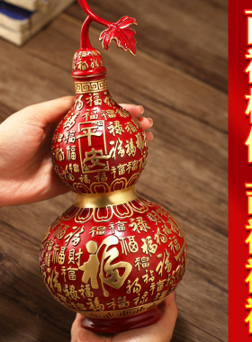 彩铜葫芦摆件开盖百福空心铜葫芦福禄新年吉祥客厅家居玄关装饰