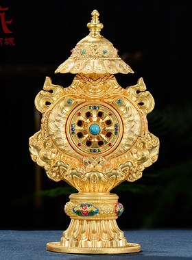 八吉祥总集鎏金鎏银八宝摆件彩珠镶嵌八吉祥室内家用桌面摆件