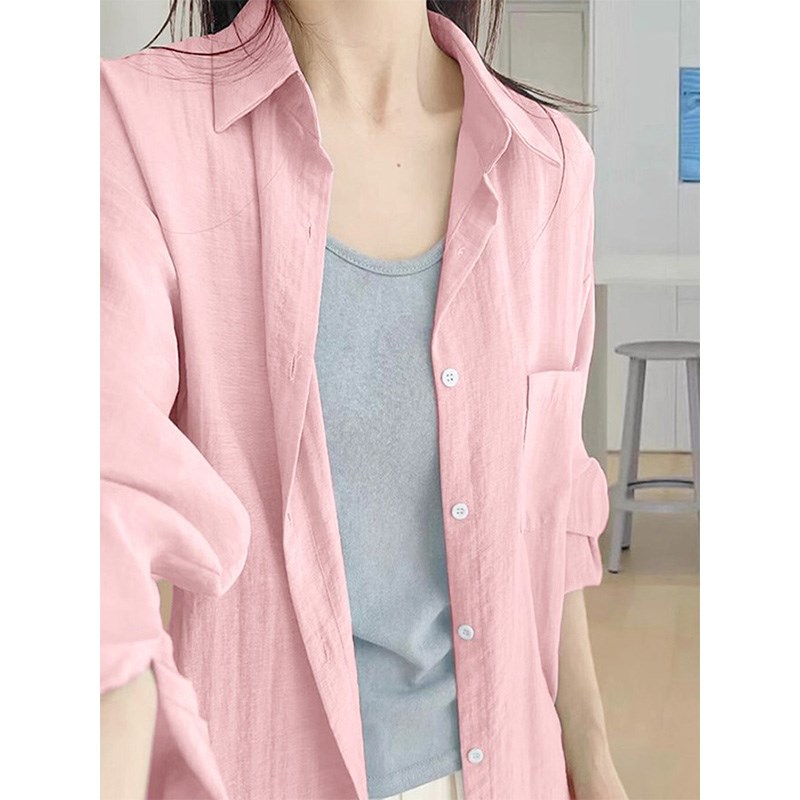 大尺码防晒衬衫薄款轻奢高级感粉色蓝色宽松正肩200斤胖MM夏季显