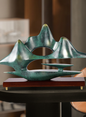 轻奢客厅玄关摆件高级感寓意乔迁礼物创意新中式假山艺术软装饰品