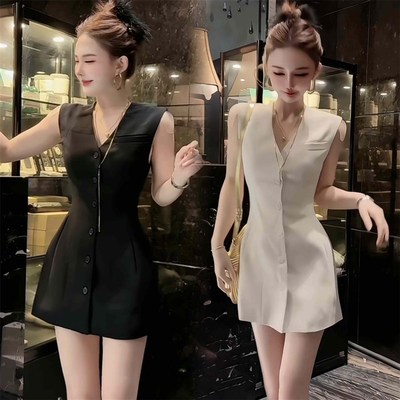 2025夏日绝美巨好看的小裙子女韩系独特俏皮特别漂亮掐腰洋装薄