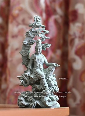 逍遥水月 自在观音中式阳台盆景装饰鱼缸造景桌面摆件礼物