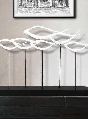 现代简约招财群鱼摆件工艺品创意客厅玄关电视柜家居饰品开业礼品