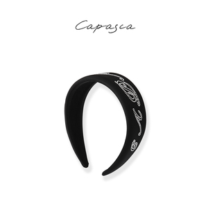 capasca(卡帕萨)小众设计太空棉布艺烫钻宽版发箍高颅顶