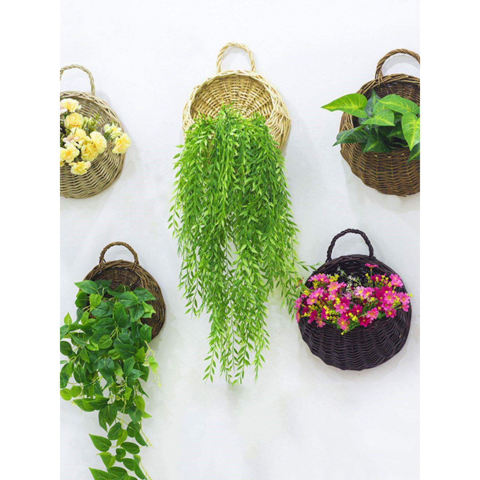 墙面装饰柳条花篮柳条花盆花盆壁挂花盆挂花篮挂藤条壁挂花篮